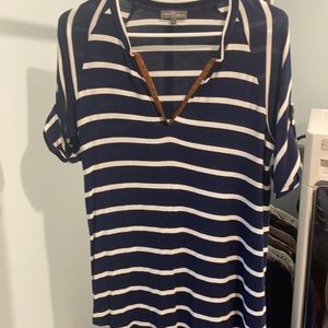 Soft with the cutest leather details around the v-neck and sleeves